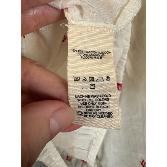 Free People Boho Top‎ Size Large Ivory Embroidered Sleeveless Cotton Tie Straps - Picture 6 of 10